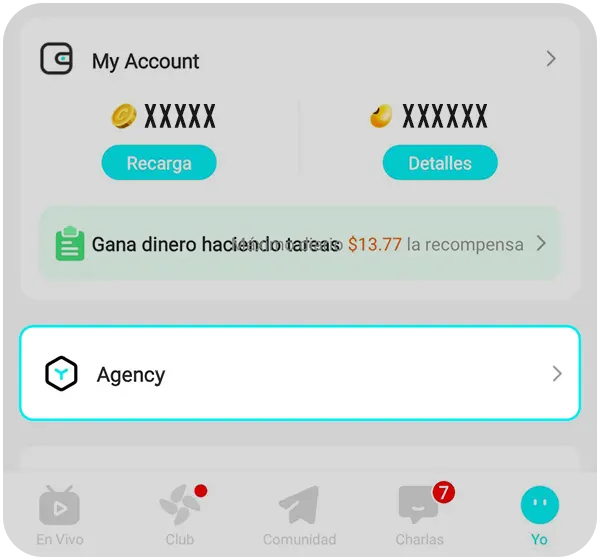Agent menu in the Niki Live app
