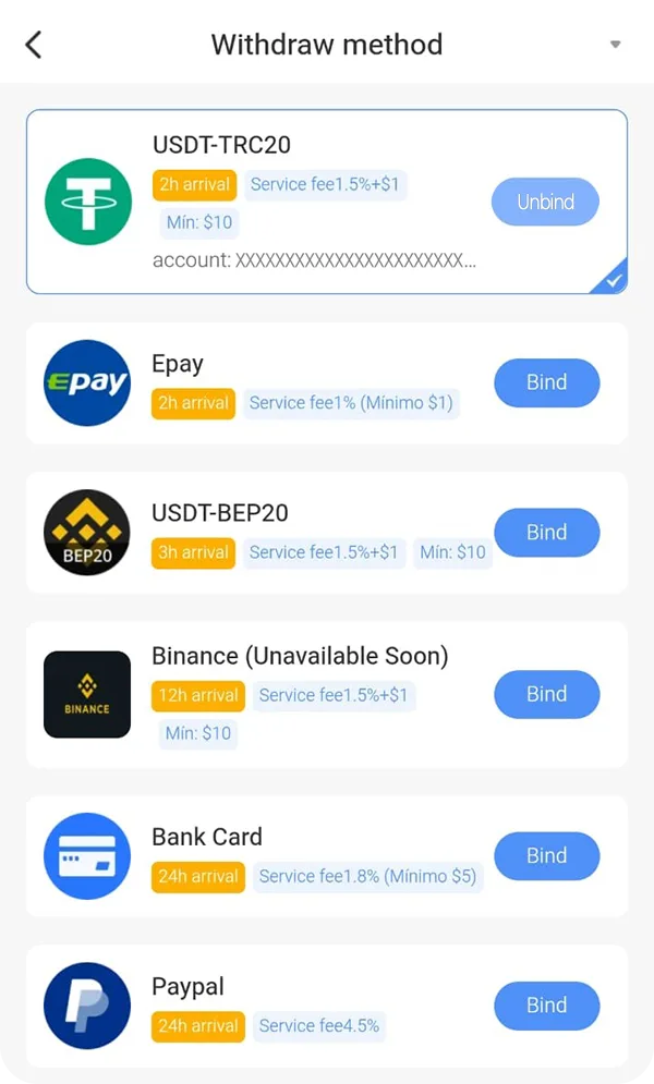 Available withdrawal methods on Niki Live